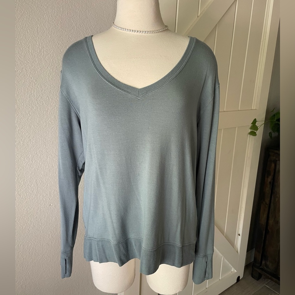 Athleta Soft V-Neck Long Sleeve Top - Blue